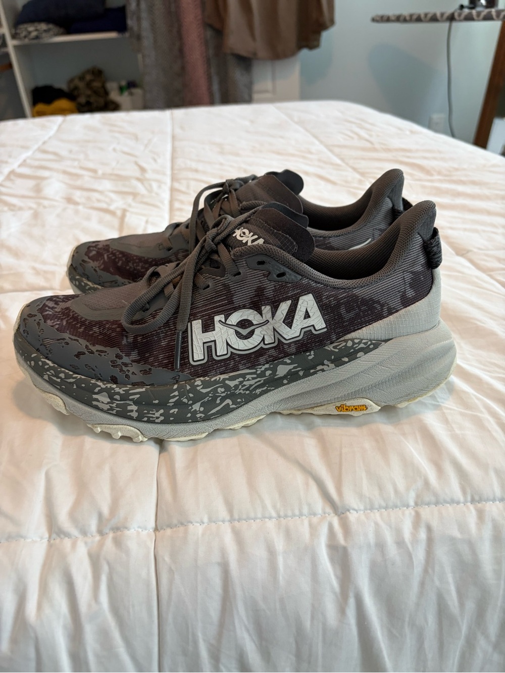 Hoka Women's Gray and Dark Charcoal Trail Running Shoes